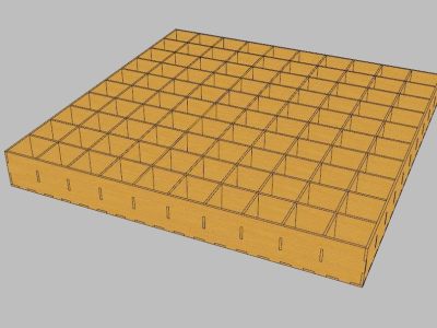 图纸封面-供 100 个电池使用的托盘 50x50 3 毫米胶合板
