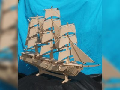 图纸封面-复古帆船 3D 拼图 DXF 文件