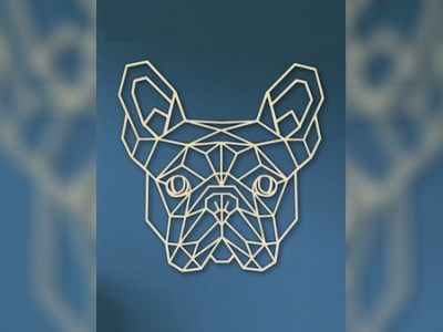 图纸封面-激光切割几何法国斗牛犬头像