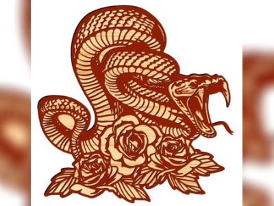 图纸封面-激光雕刻设计蛇与玫瑰 CDR 文件