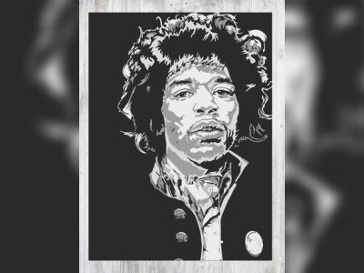 图纸封面-雕刻 Jimi Hendrix 墙壁艺术用于激光切割