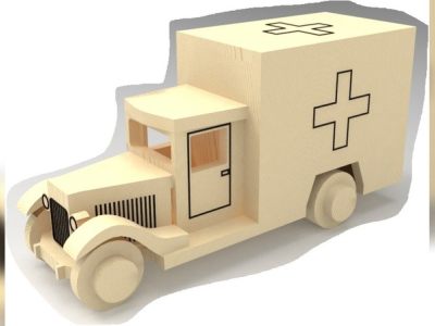 图纸封面-医疗救护车车辆 3D 拼图 DXF 文件