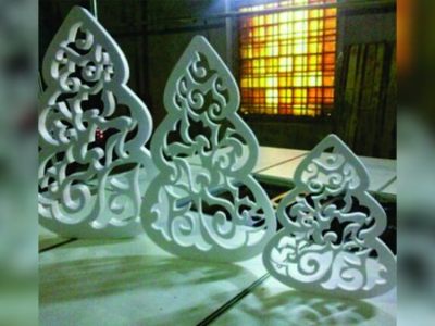 图纸封面-圣诞树白色装饰 CDR 和 DXF 矢量文件