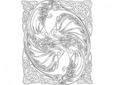 图纸封面-龙设计矢量艺术剪影 DXF 文件