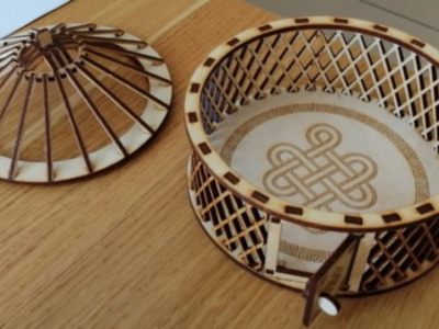 图纸封面-木制装饰篮（带盖）用于激光切割的 CDR 文件