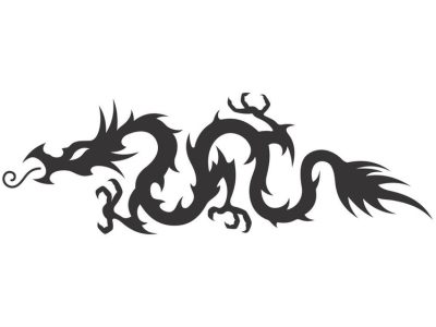 图纸封面-中世纪空心部落龙纹身矢量图