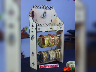 图纸封面-带化妆架的木制手镯架 DXF 和 CDR 文件