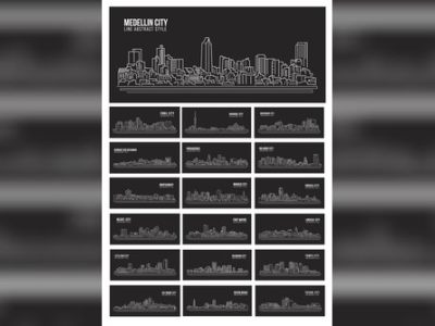 图纸封面-世界城市剪影矢量