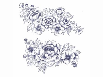 图纸封面-手绘婚礼花卉素描背景套装